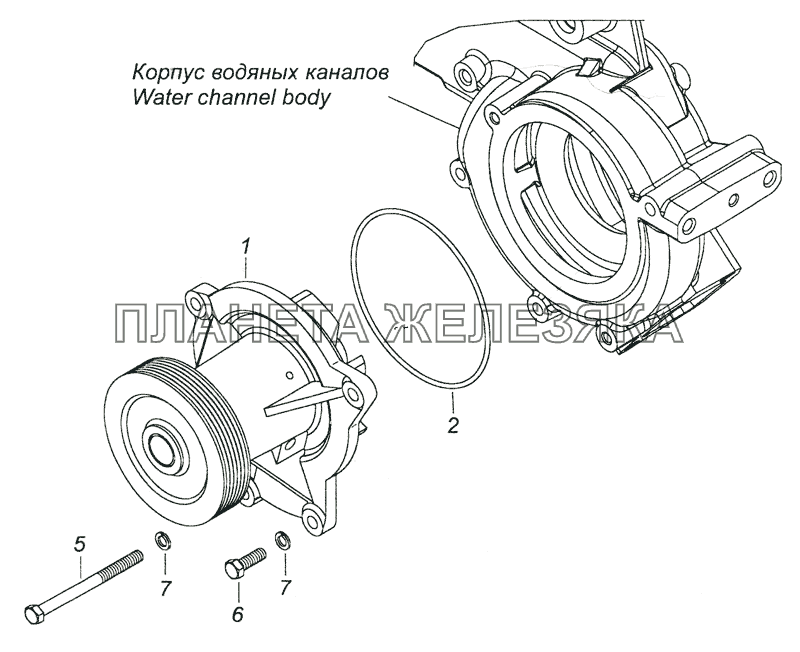 740.63-1307005 Установка водяного насоса КамАЗ-6522 (Euro-2, 3)